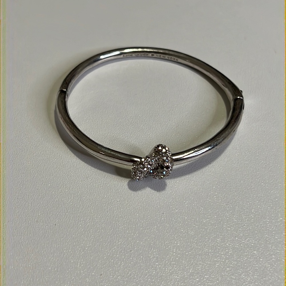 Kate Spade Sailor's Knot Pave Hinged Bangle Silver